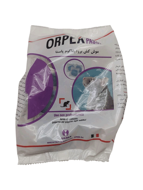 موش کش پاستا ایتالیا 150 گرمی برادیفاکوم موش کش پاستا ایتالیا 150 گرمی برادیفاکوم یک طعمه آماده مصرف با ماده مؤثره برادیفاکوم (0.005%) است که در بسته‌بندی‌های 150 گرمی عرضه می‌شود.